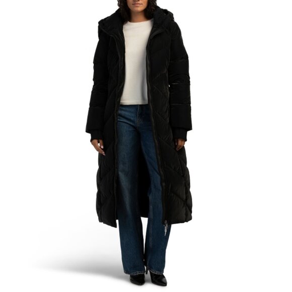 PAJAR Black Long Inverted Chevron Quilted Puffer Jacket - Picture 1 of 2